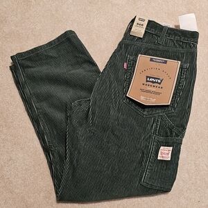 NWT $80 Levis 568 Corduroy Pants Mens 38x34 Loose Fit Carpenter Workwear Green
